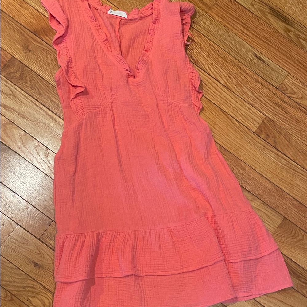 Vibrant Coral Ruffle Mini Dress